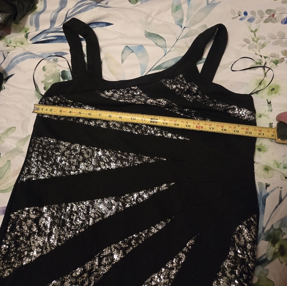Unique Black and Silver Sparkle Starburst Bodycon Stretch Party Dress Plus Sz 1X - Picture 5 of 6
